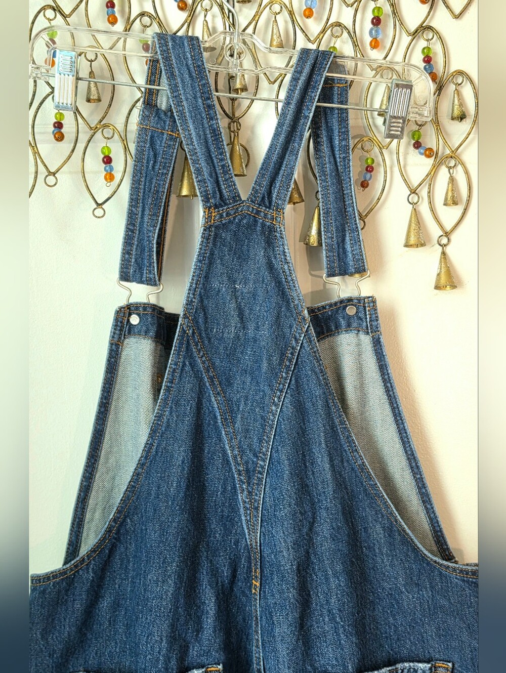 Levi's Vintage Cut Denim Overalls Womens L Med-Dark Wash Relaxed Straight Leg - Picture 8 of 16